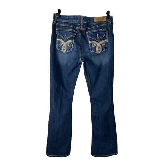 Seven7 Jeans Womens 14 Blue Bootcut Thick Stitch Embroidered Flap Pockets Denim - Picture 2 of 15